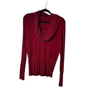 Red Holiday Sweater Womens SZ L  Pullover Cowl Neck Ribbed Soft Apt 9 Y2K 90s